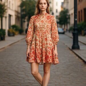 NWT Free People Nouveau Mini Dress Red Combo